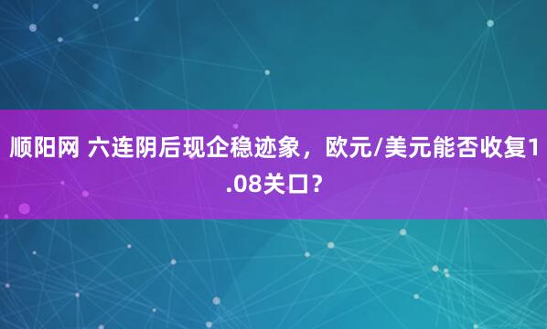 顺阳网 六连阴后现企稳迹象,欧元/美元能否收复1.08关口?